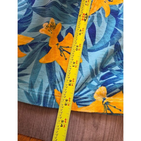 Lands End Womens Sleeveless Tropical Floral Maxi Dress L Blue & Yellow - Picture 6 of 7